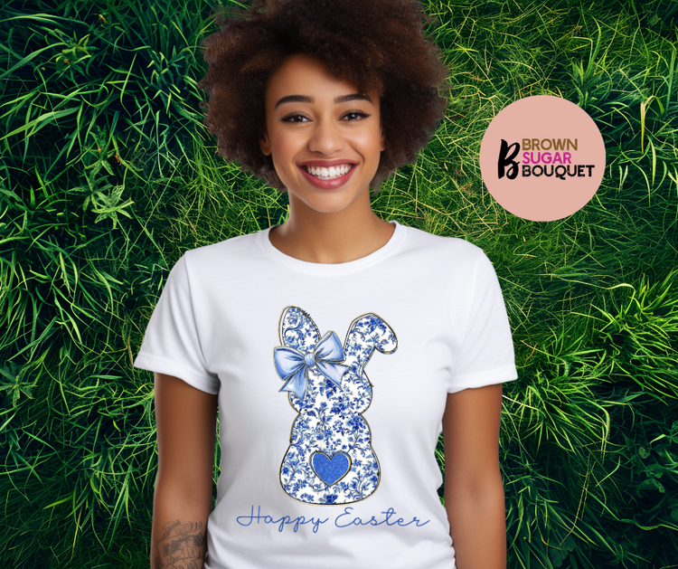 Coquette Bunny Silhouette Happy Easter DTF