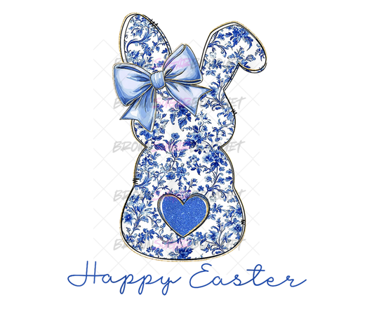 Coquette Bunny Silhouette Happy Easter DTF