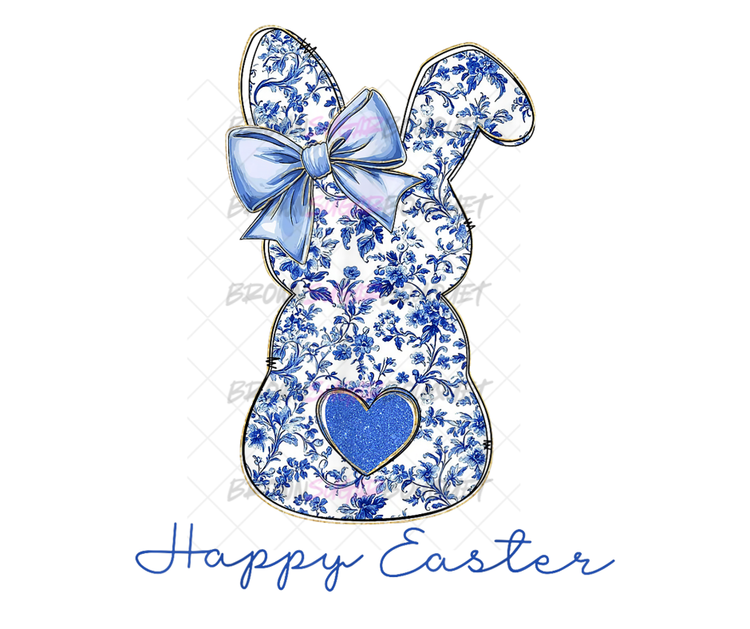 Coquette Bunny Silhouette Happy Easter DTF