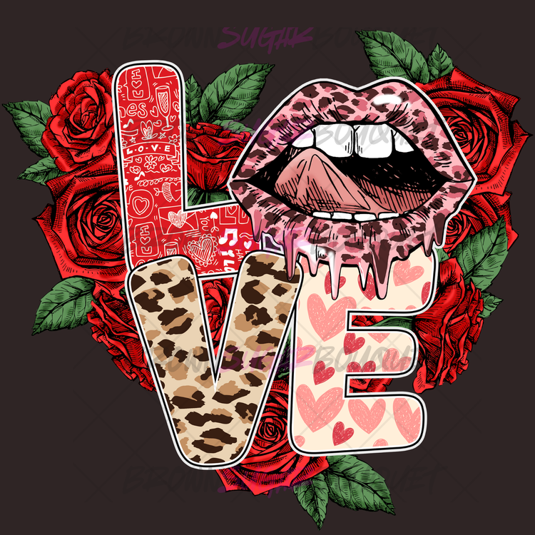 ๐ Love Cheeta Print and Roses Valentine's DTF Design ๐
