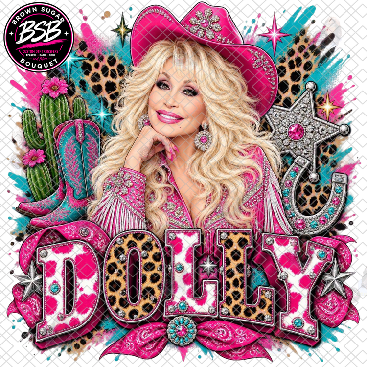 Leopard Print Dolly Parton DTF