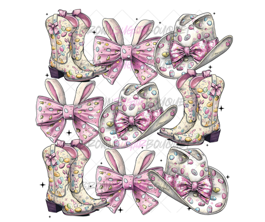 Boots, Bows, & Bunny Ears Print DTF Design