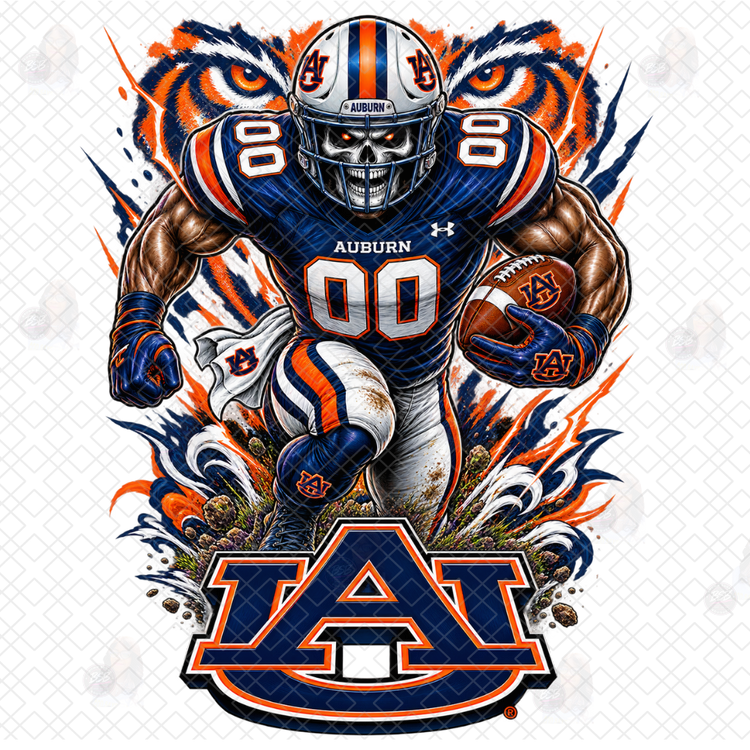 Skeleton Face Auburn Football DTF