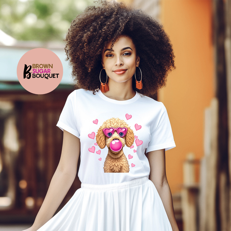 ๐ Bubble Gum Heart Poodle Valentine's DTF Design ๐