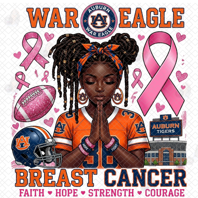 War Eagle Praying Hands Beat Breast Cancer DTF