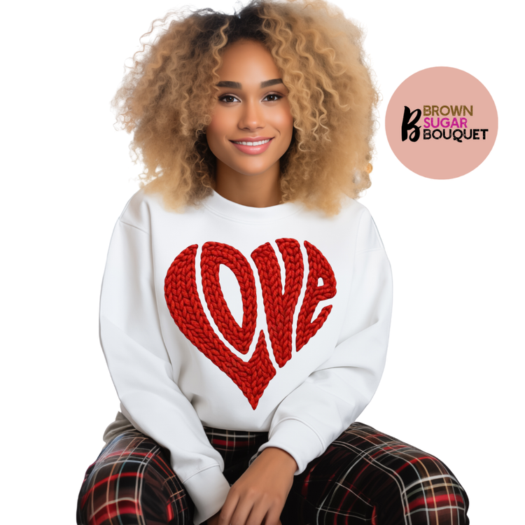 ๐ Faux Crochet Love Heart Valentine's DTF Design ๐