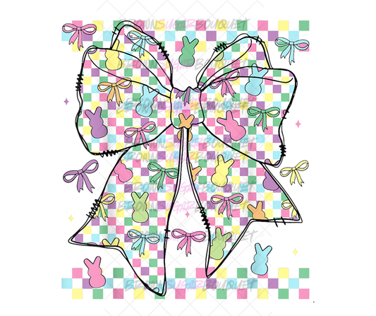 Easter Checkered Pastel Bow Design DTF