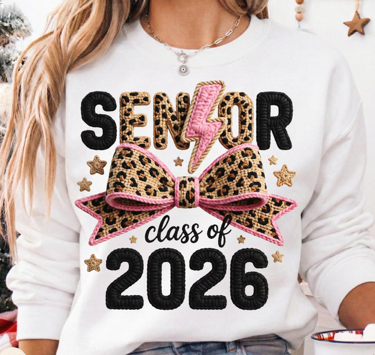 Senior Class of 2026 Leopard Bow Sweatshirt