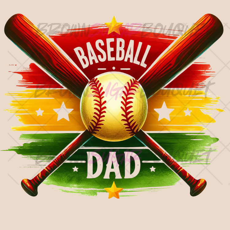 Baseball Dad Red, Yellow & Green DTF