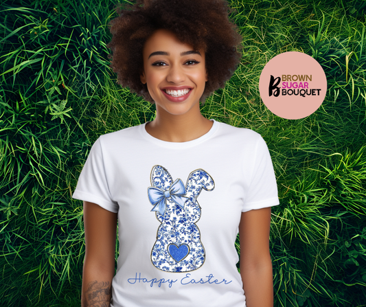 Coquette Bunny Silhouette Happy Easter DTF