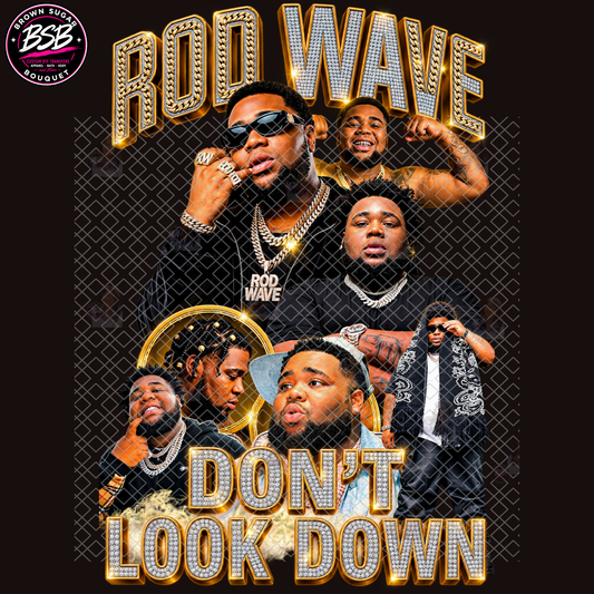Rod Wave Concert Don't Look Down Gold Tone DTF