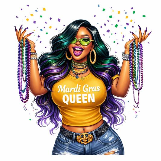 Mardi Gras Queen - (Yellow) Mardi Gras Iron-On/DTF