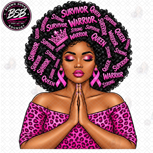 Praying Woman Breast Cancer Awareness DTF