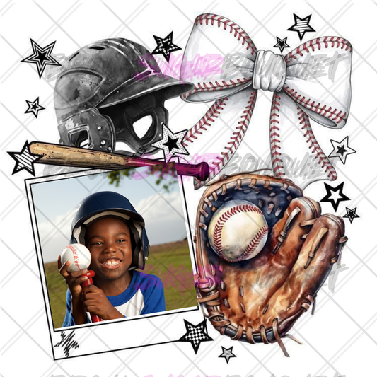 Custom Photo Iron-On Baseball Hat-Glove-Bow DTF