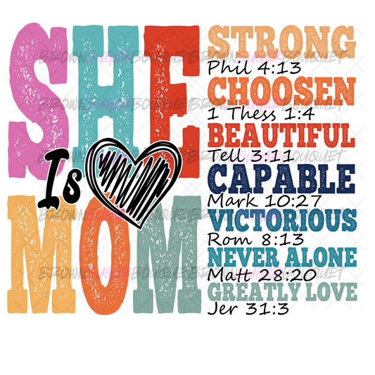 She Is Mom – Faith Affirmation Tee (White) for Mother's Day Appreciation