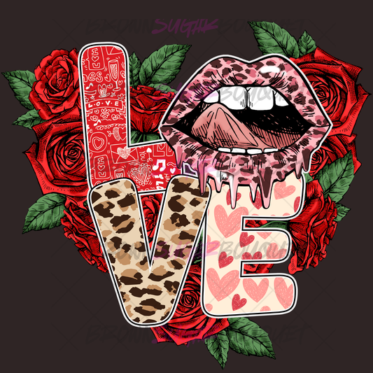 💗 Love Cheeta Print and Roses Valentine's DTF Design 💗