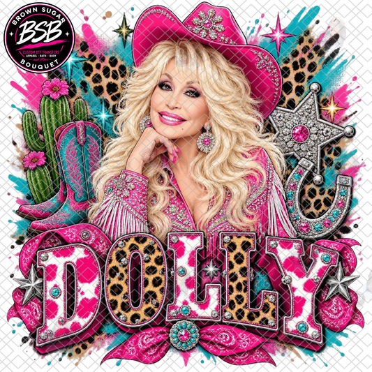 Leopard Print Dolly Parton DTF