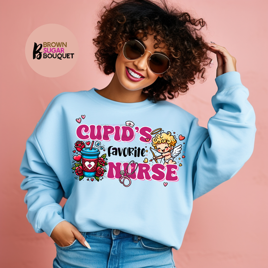 💗Cupid's Favorite Nurse Coffee Cupid Valentine's DTF Design 💗