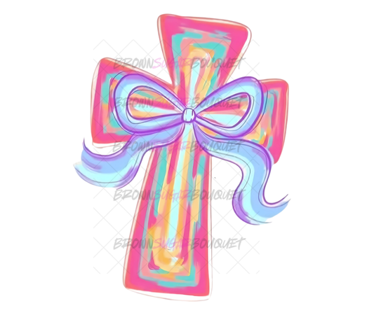 Cross and Bow Pastel Easter DTF