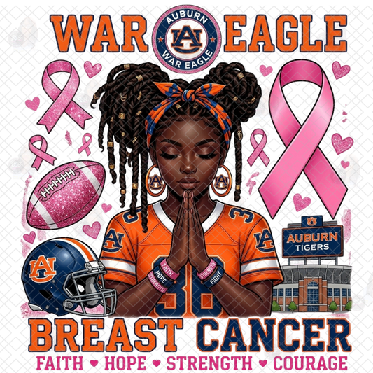War Eagle Praying Hands Beat Breast Cancer DTF