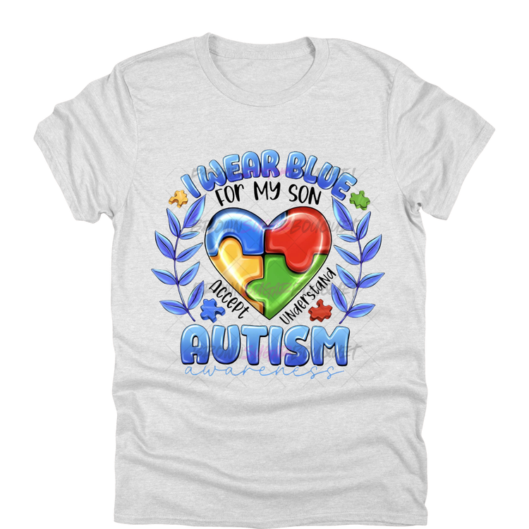 I Wear Blue For My Son Autism Awareness DTF