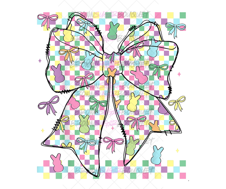 Easter Checkered Pastel Bow Design DTF