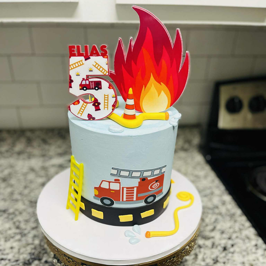 🔥 Custom Firefighter Birthday Cake Topper (Personalized)