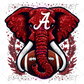 Elephant and Tusk Faux Glitter - Alabama Football DTF