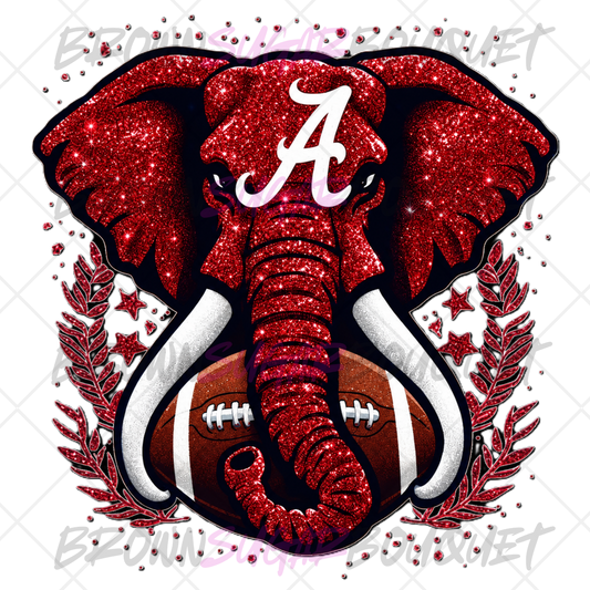 Elephant and Tusk Faux Glitter - Alabama Football DTF