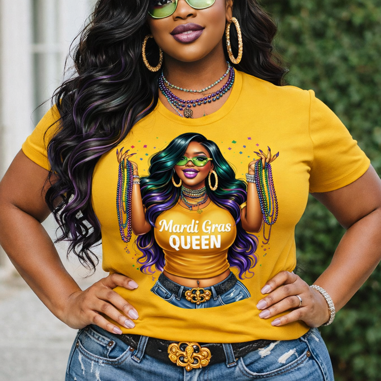 Mardi Gras Queen - (Yellow) Mardi Gras Iron-On/DTF