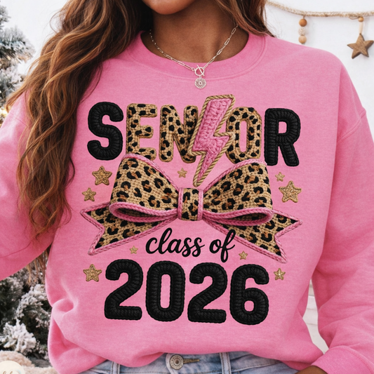 Senior Class of 2026 Leopard Bow Sweatshirt