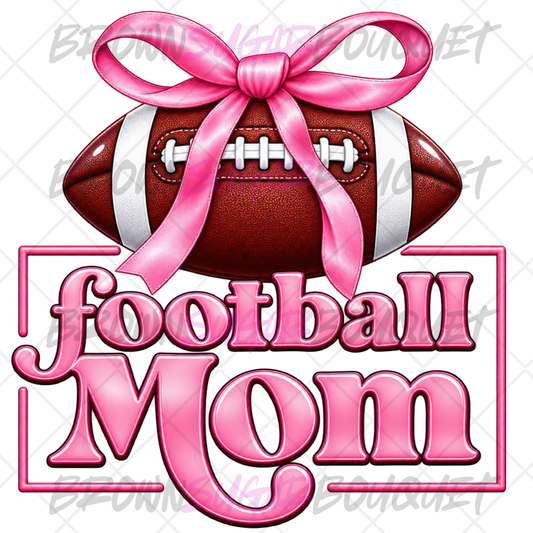 Pink Bow Football Mom DTF