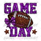 Game Day Faux Purple Glitter Football DTF