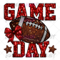 Game Day Faux Red Glitter Football DTF