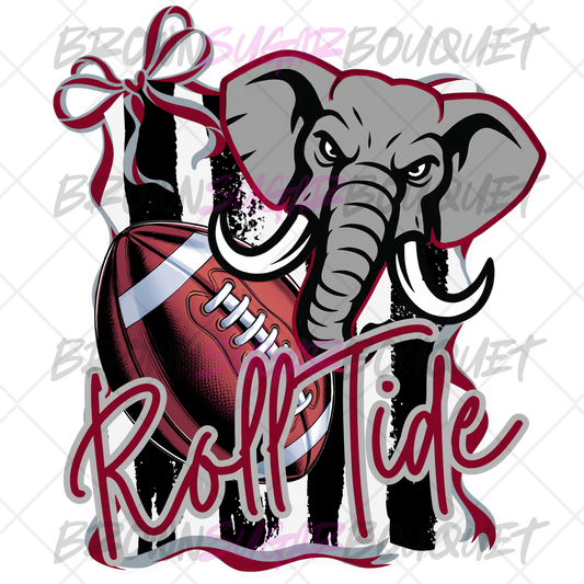 Roll Tide Coquette Elephant Alabama Football DTF