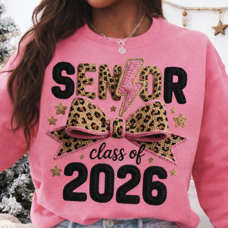 Senior Class of 2026 Leopard Bow Sweatshirt