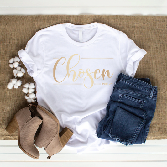 Chosen Script Letters on Tshirt 